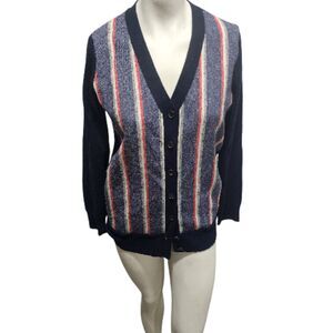 J Crew Woven Front Cardigan Womens Sz Small Wool Cashmere Blend Retro Preppy